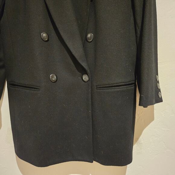 Vintage Y2K Lord & Taylor Wool Cashmere Double-Breasted Black Overcoat Size 10 - Picture 6 of 10